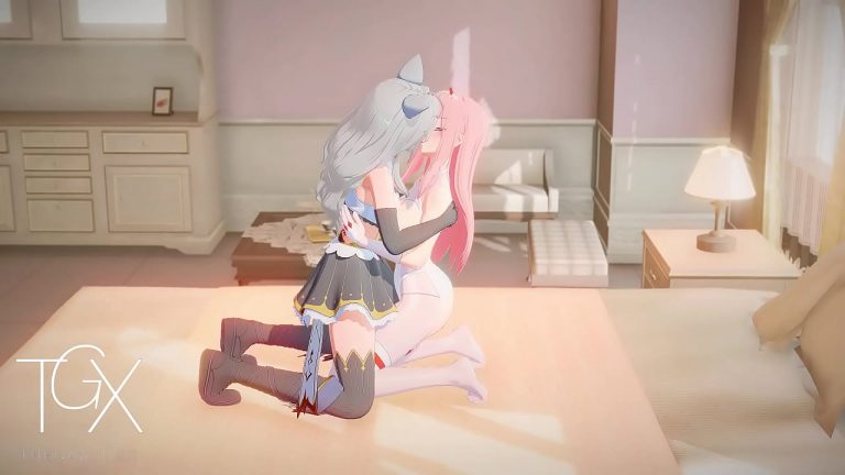 Gaming Zero Two Sexo en Futanari Yuri Lesbian Darling